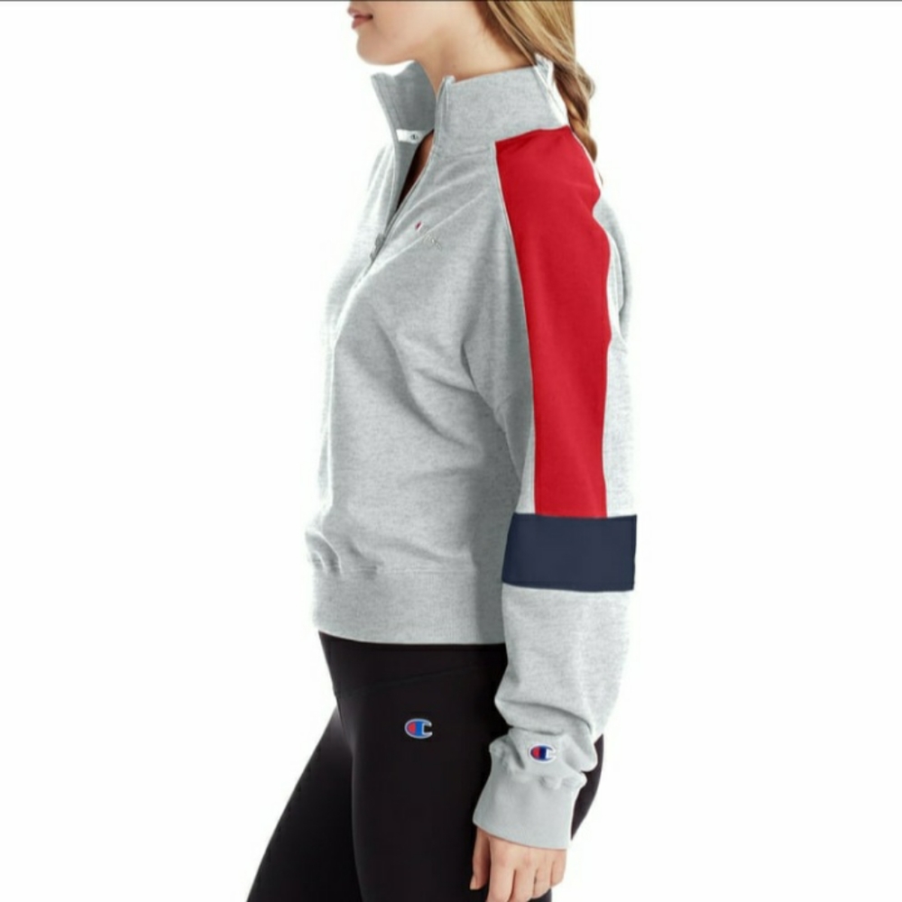 Champion Quarter Zip color block gray sweatshirt
